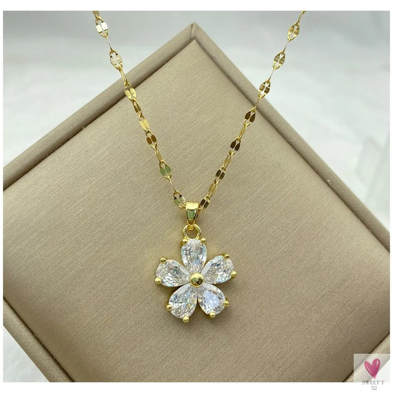 Gold Color Necklace for Women & Girls - Zircon Jewelry Pendant Necklace in Stainless Steel, Many Designs-Necklace-SWEET T 52