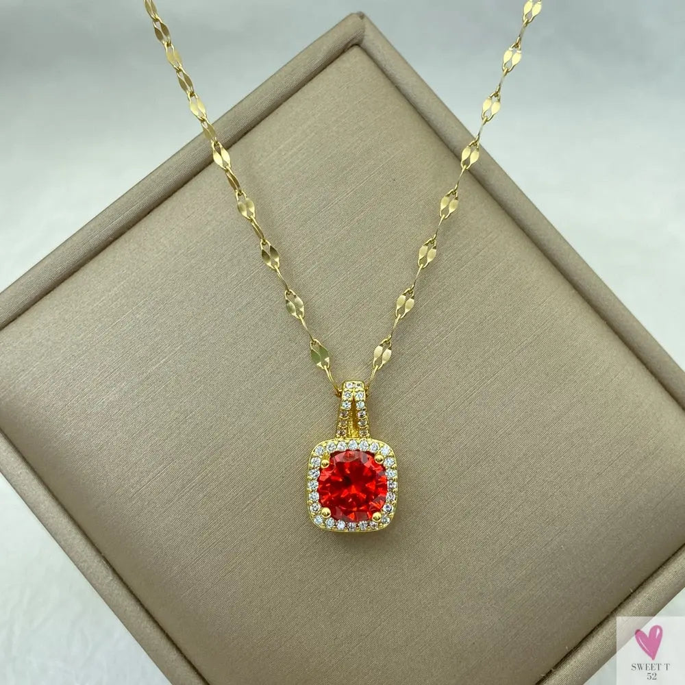 Gold Color Necklace for Women & Girls - Zircon Jewelry Pendant Necklace in Stainless Steel, Many Designs-Necklace-SWEET T 52
