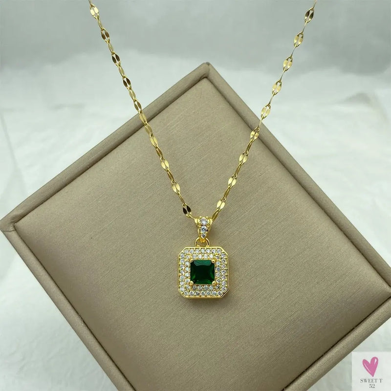Gold Color Necklace for Women & Girls - Zircon Jewelry Pendant Necklace in Stainless Steel, Many Designs-Necklace-SWEET T 52