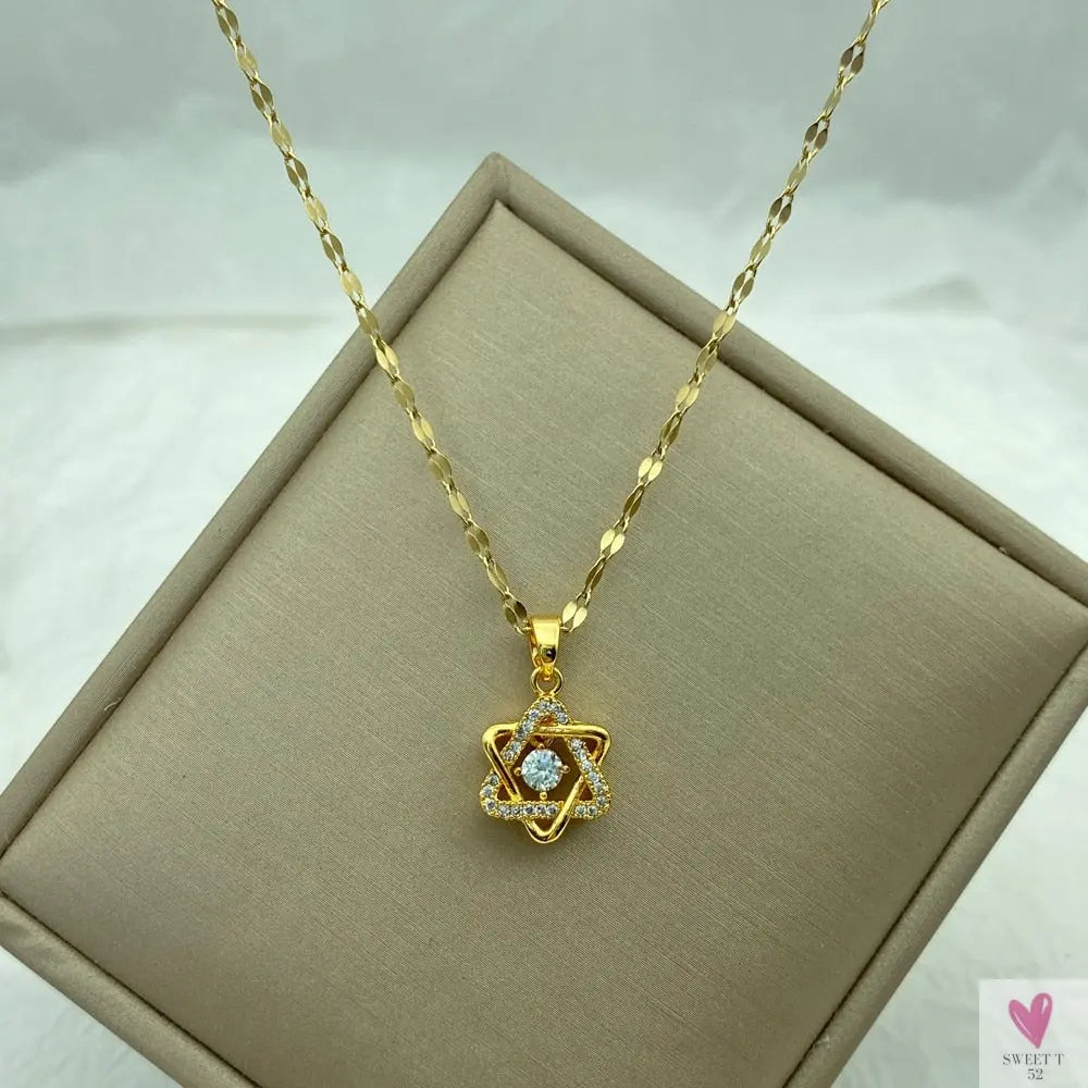 Gold Color Necklace for Women & Girls - Zircon Jewelry Pendant Necklace in Stainless Steel, Many Designs-Necklace-SWEET T 52