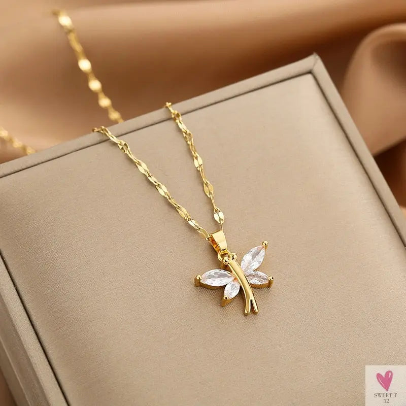 Gold Color Necklace for Women & Girls - Zircon Jewelry Pendant Necklace in Stainless Steel, Many Designs-Necklace-SWEET T 52