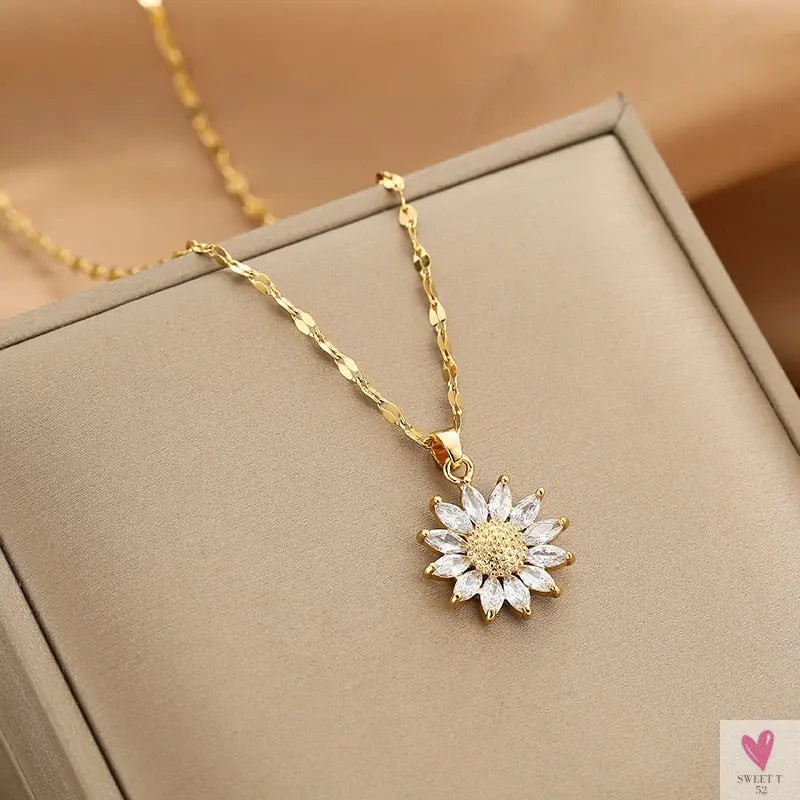 Gold Color Necklace for Women & Girls - Zircon Jewelry Pendant Necklace in Stainless Steel, Many Designs-Necklace-SWEET T 52