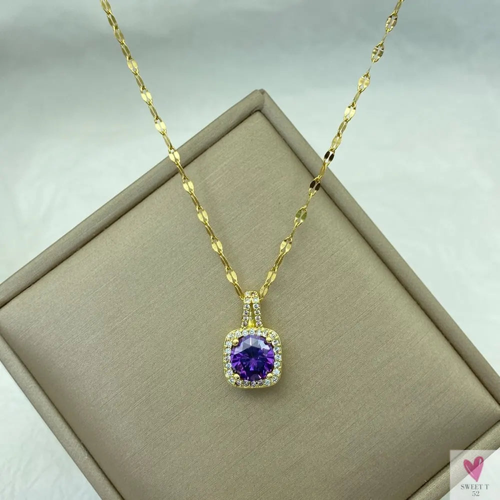 Gold Color Necklace for Women & Girls - Zircon Jewelry Pendant Necklace in Stainless Steel, Many Designs-Necklace-SWEET T 52
