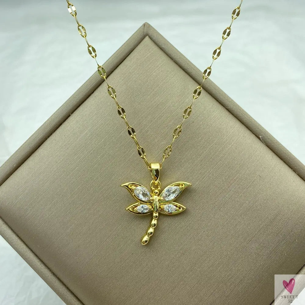 Gold Color Necklace for Women & Girls - Zircon Jewelry Pendant Necklace in Stainless Steel, Many Designs-Necklace-SWEET T 52