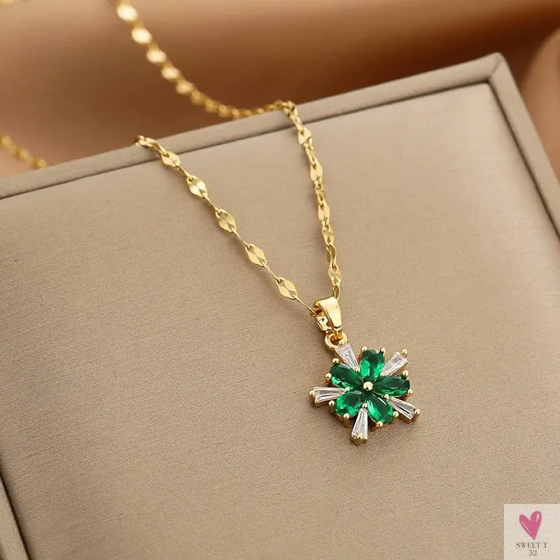 Gold Color Necklace for Women & Girls - Zircon Jewelry Pendant Necklace in Stainless Steel, Many Designs-Necklace-SWEET T 52