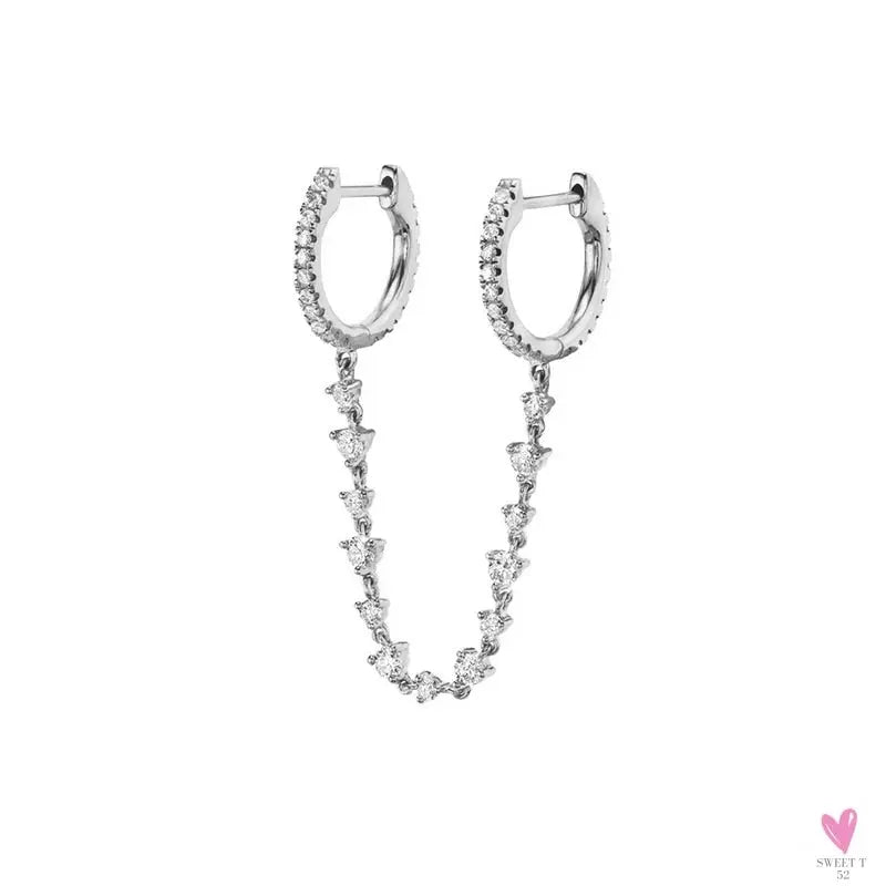 Gold Filled Stud Earrings For Women & Girls - Ear Cuffs, Colorful Zircon Dangle Hoop Earrings, Fashion, Party Jewelry-Earrings-SWEET T 52