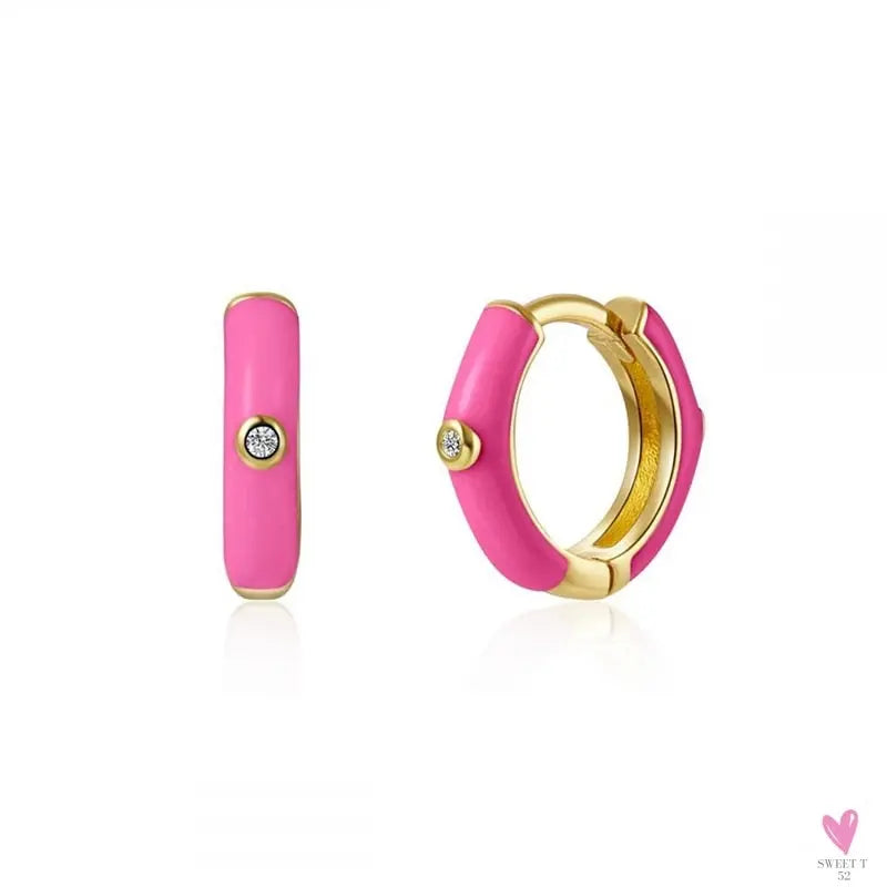 Gold Filled Stud Earrings For Women & Girls - Ear Cuffs, Colorful Zircon Dangle Hoop Earrings, Fashion, Party Jewelry-Earrings-SWEET T 52