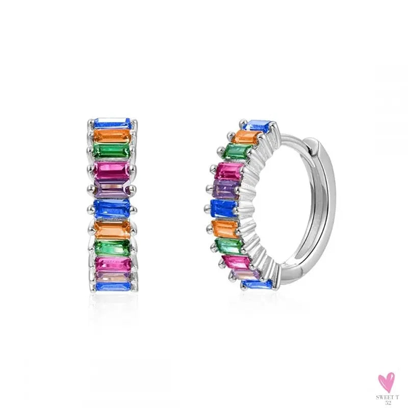 Gold Filled Stud Earrings For Women & Girls - Ear Cuffs, Colorful Zircon Dangle Hoop Earrings, Fashion, Party Jewelry-Earrings-SWEET T 52