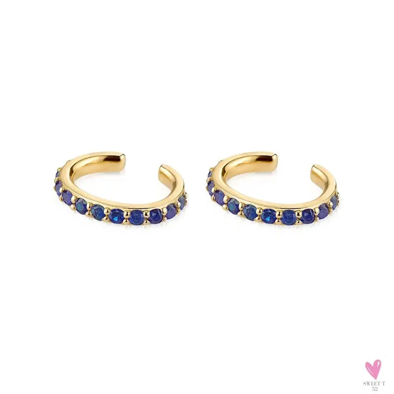 Gold Filled Stud Earrings For Women & Girls - Ear Cuffs, Colorful Zircon Dangle Hoop Earrings, Fashion, Party Jewelry-Earrings-SWEET T 52