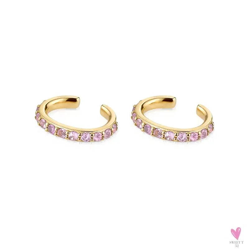 Gold Filled Stud Earrings For Women & Girls - Ear Cuffs, Colorful Zircon Dangle Hoop Earrings, Fashion, Party Jewelry-Earrings-SWEET T 52