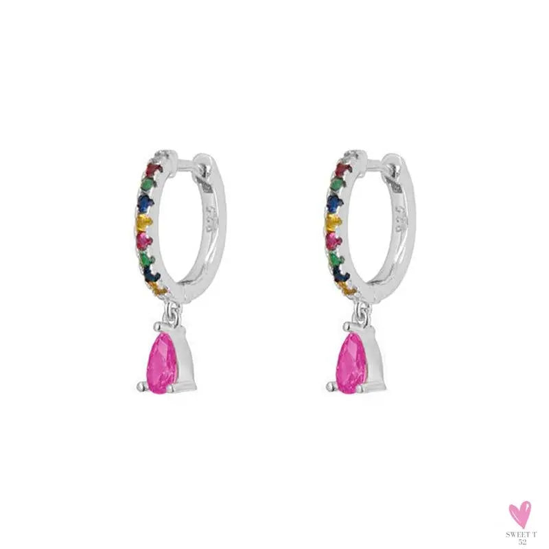 Gold Filled Stud Earrings For Women & Girls - Ear Cuffs, Colorful Zircon Dangle Hoop Earrings, Fashion, Party Jewelry-Earrings-SWEET T 52