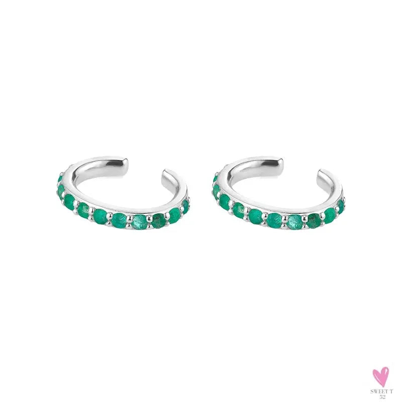 Gold Filled Stud Earrings For Women & Girls - Ear Cuffs, Colorful Zircon Dangle Hoop Earrings, Fashion, Party Jewelry-Earrings-SWEET T 52