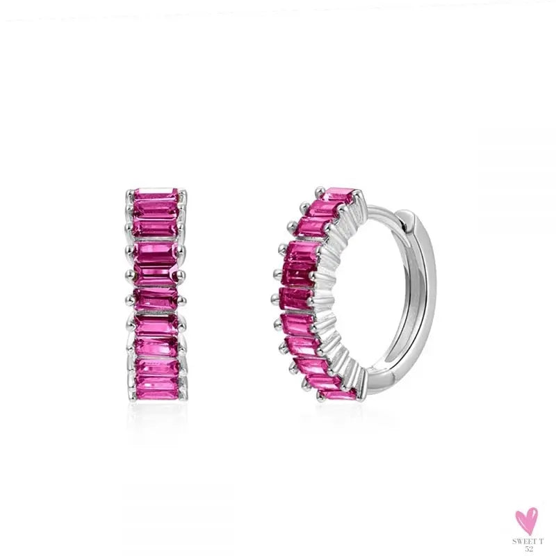 Gold Filled Stud Earrings For Women & Girls - Ear Cuffs, Colorful Zircon Dangle Hoop Earrings, Fashion, Party Jewelry-Earrings-SWEET T 52