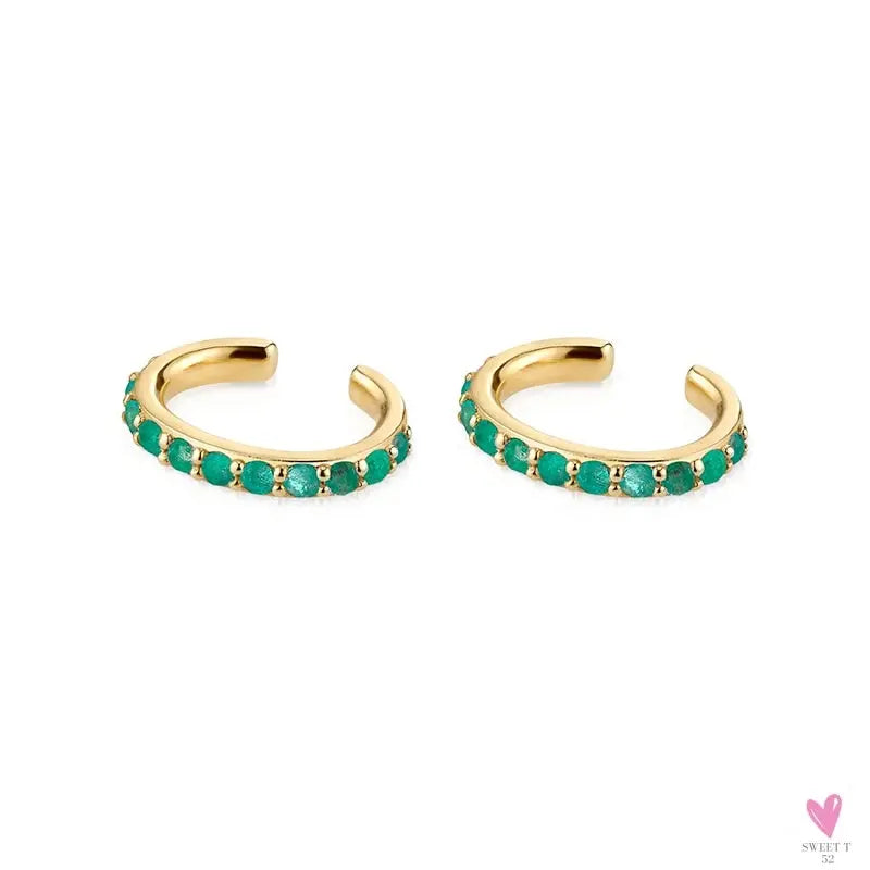Gold Filled Stud Earrings For Women & Girls - Ear Cuffs, Colorful Zircon Dangle Hoop Earrings, Fashion, Party Jewelry-Earrings-SWEET T 52
