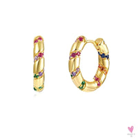 Gold Filled Stud Earrings For Women & Girls - Ear Cuffs, Colorful Zircon Dangle Hoop Earrings, Fashion, Party Jewelry-Earrings-SWEET T 52