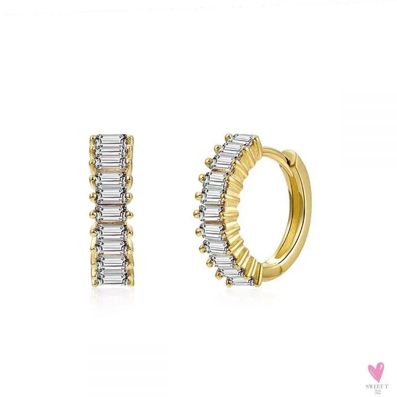 Gold Filled Stud Earrings For Women & Girls - Ear Cuffs, Colorful Zircon Dangle Hoop Earrings, Fashion, Party Jewelry-Earrings-SWEET T 52