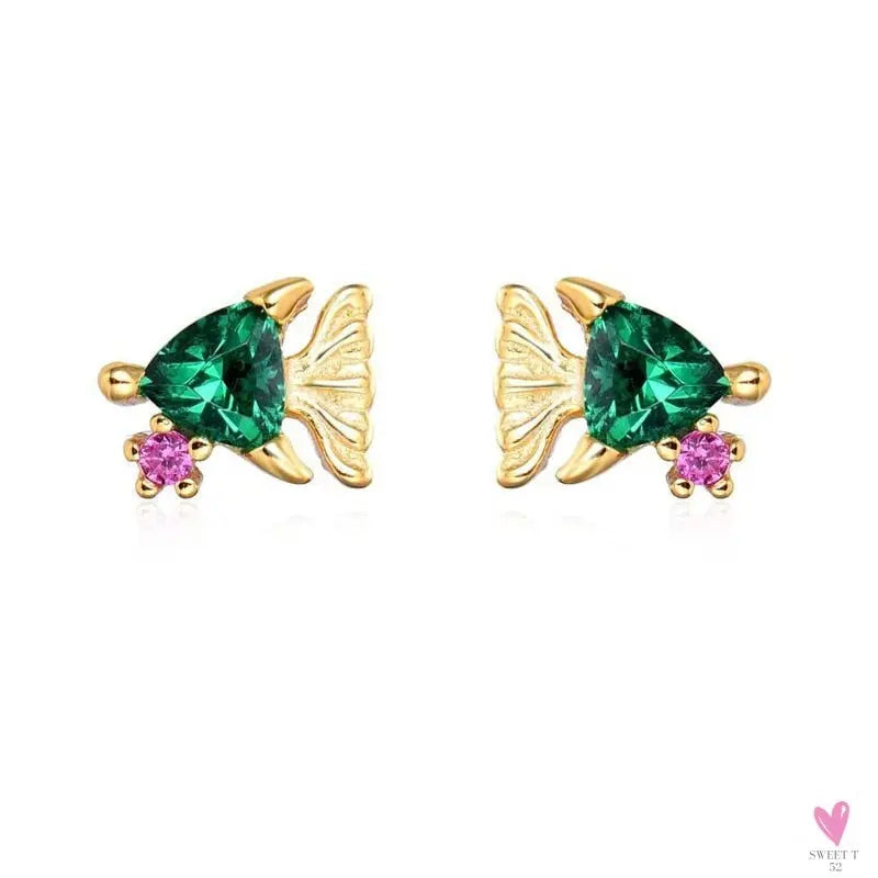 Gold Filled Stud Earrings For Women & Girls - Ear Cuffs, Colorful Zircon Dangle Hoop Earrings, Fashion, Party Jewelry-Earrings-SWEET T 52