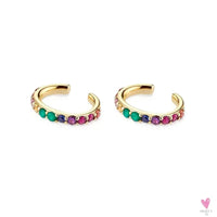 Gold Filled Stud Earrings For Women & Girls - Ear Cuffs, Colorful Zircon Dangle Hoop Earrings, Fashion, Party Jewelry-Earrings-SWEET T 52