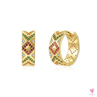 Gold Filled Stud Earrings For Women & Girls - Ear Cuffs, Colorful Zircon Dangle Hoop Earrings, Fashion, Party Jewelry-Earrings-SWEET T 52