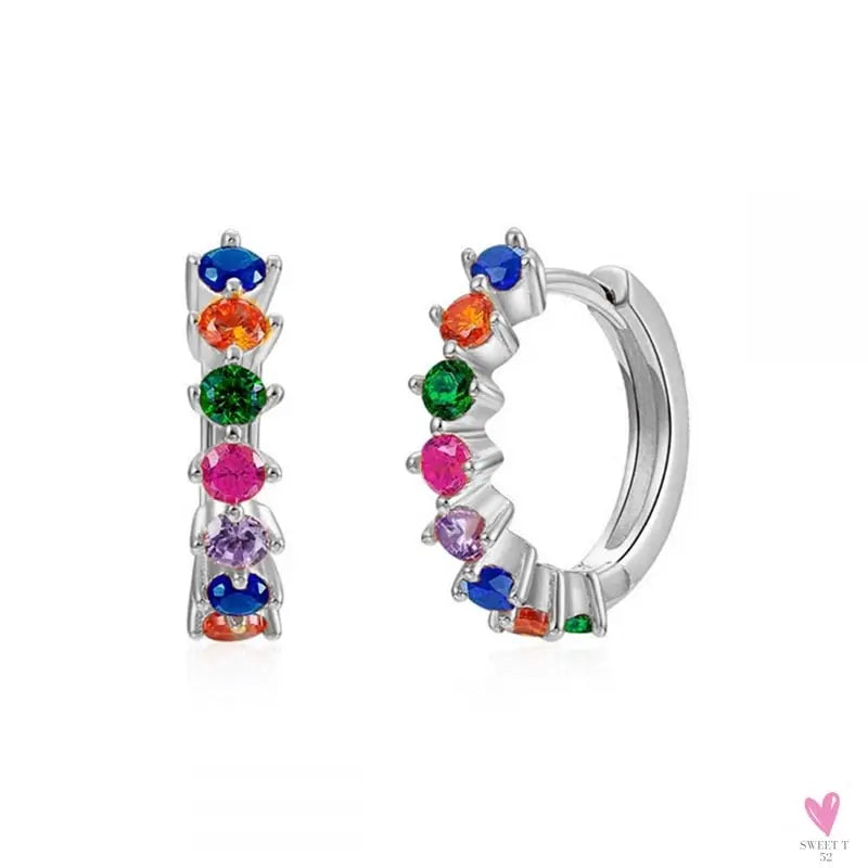 Gold Filled Stud Earrings For Women & Girls - Ear Cuffs, Colorful Zircon Dangle Hoop Earrings, Fashion, Party Jewelry-Earrings-SWEET T 52