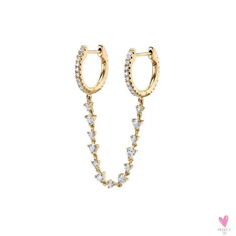 Gold Filled Stud Earrings For Women & Girls - Ear Cuffs, Colorful Zircon Dangle Hoop Earrings, Fashion, Party Jewelry-Earrings-SWEET T 52