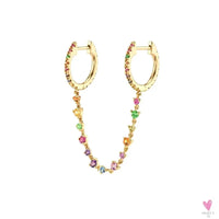 Gold Filled Stud Earrings For Women & Girls - Ear Cuffs, Colorful Zircon Dangle Hoop Earrings, Fashion, Party Jewelry-Earrings-SWEET T 52