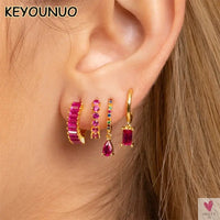 Gold Filled Stud Earrings For Women & Girls - Ear Cuffs, Colorful Zircon Dangle Hoop Earrings, Fashion, Party Jewelry-Earrings-SWEET T 52