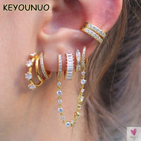 Gold Filled Stud Earrings For Women & Girls - Ear Cuffs, Colorful Zircon Dangle Hoop Earrings, Fashion, Party Jewelry-Earrings-SWEET T 52