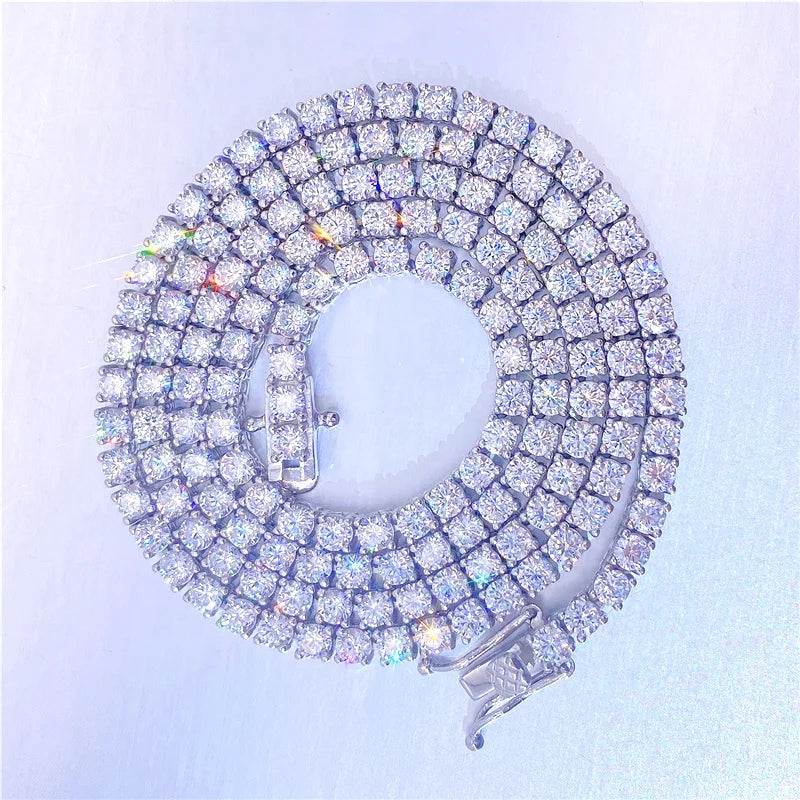 Luxury Men Women Hip Hop Iced Out Fine Jewelry 2MM 3MM 4MM 5MM Lab Diamond S925 Silver Vvs Moissanite Tennis Chain Necklace Sweet T 52