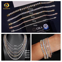 Luxury Men Women Hip Hop Iced Out Fine Jewelry 2MM 3MM 4MM 5MM Lab Diamond S925 Silver Vvs Moissanite Tennis Chain Necklace Sweet T 52