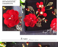 Red Hairpins/Bride Hair Clips - Vintage Chinese Wedding Hair Accessories for Women and Girls-hair accessories-SWEET T 52