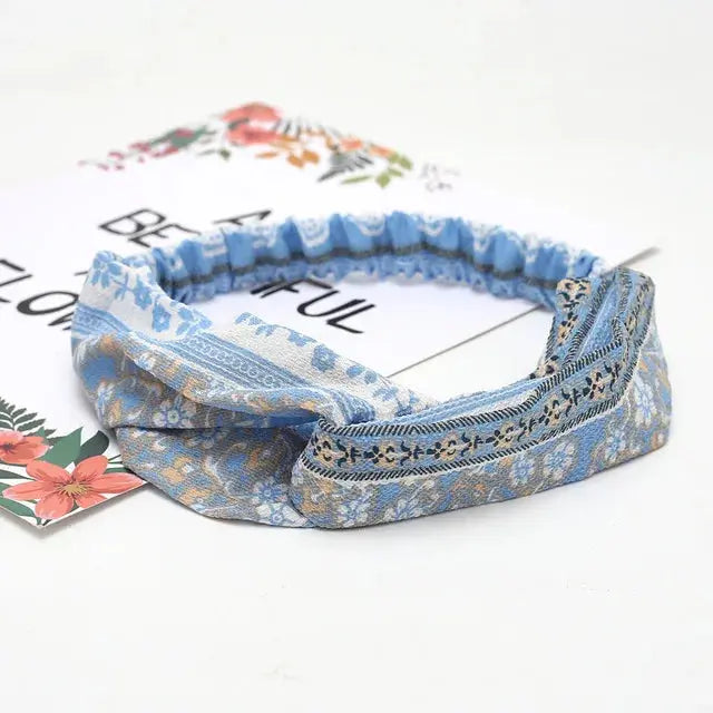 Bohemian Criss-Cross Elastic Hair Bands - Knot Headbands for Women & Girls - Bandana Girls Striped Hairwear-Headbands-SWEET T 52