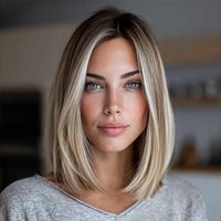 Futura Supple Lace  Brown Short Wig. Natural Straight Hair Points, Imported Silk and Chemical Fiber Women's Wig