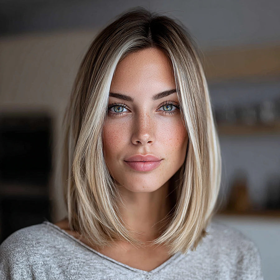 Futura Supple Lace  Brown Short Wig. Natural Straight Hair Points, Imported Silk and Chemical Fiber Women's Wig