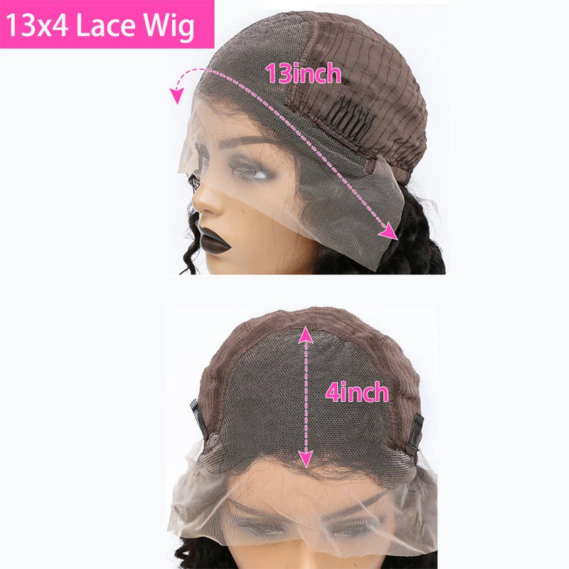 13x4 Lace Front Human Hair Wig, 180% Salt & Pepper Grey, Short Human Hair Wigs, Deep Wave For Women
