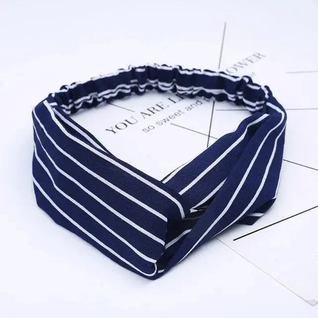 Bohemian Criss-Cross Elastic Hair Bands - Knot Headbands for Women & Girls - Bandana Girls Striped Hairwear-Headbands-SWEET T 52