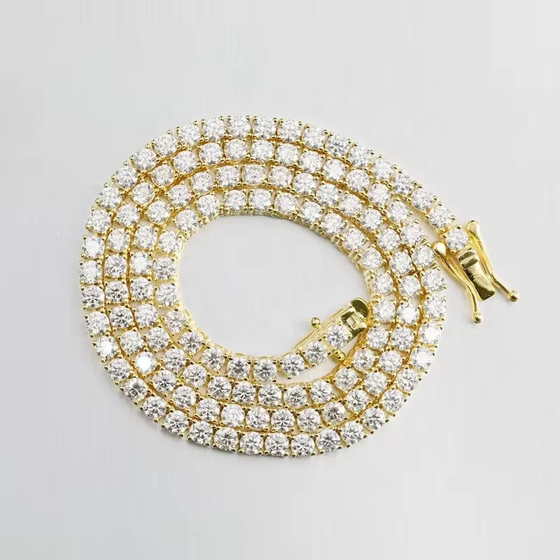 Luxury Men Women Hip Hop Iced Out Fine Jewelry 2MM 3MM 4MM 5MM Lab Diamond S925 Silver Vvs Moissanite Tennis Chain Necklace Sweet T 52