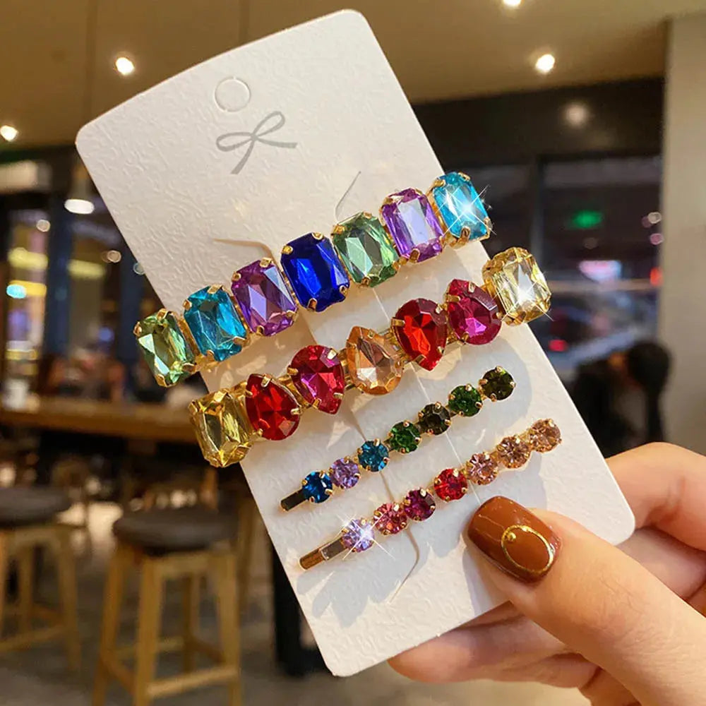 Fashion Crystal Hair Clips For Women and Girls, Pearl Hairpins, Rhinestone Barrette Sets, Geometric Hair Jewelry Accessories-hair accessories-SWEET T 52