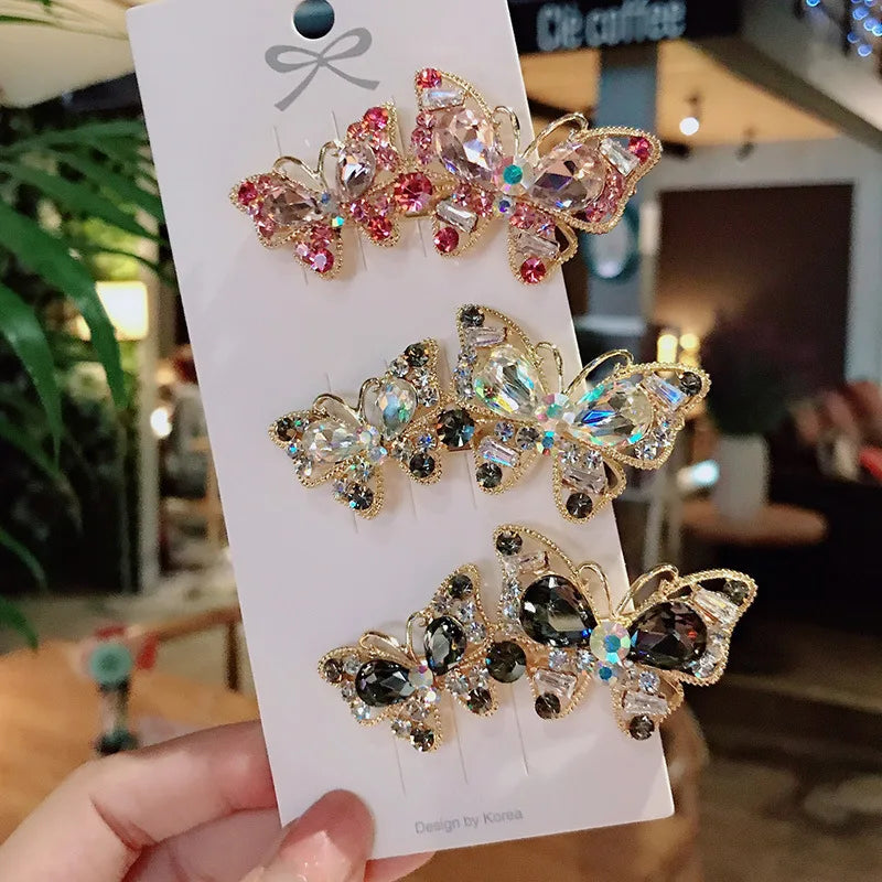 Retro Full Diamond Hairpins for Women & Girls. Fashion Hairpins, Rhinestone Hair Accessories, Butterfly Hairpins