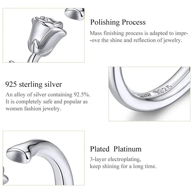 925 Sterling Silver Open Adjustable Rings for Women & Girls. Wedding, Engagement, Anniversary or Gift Rings-ring-SWEET T 52