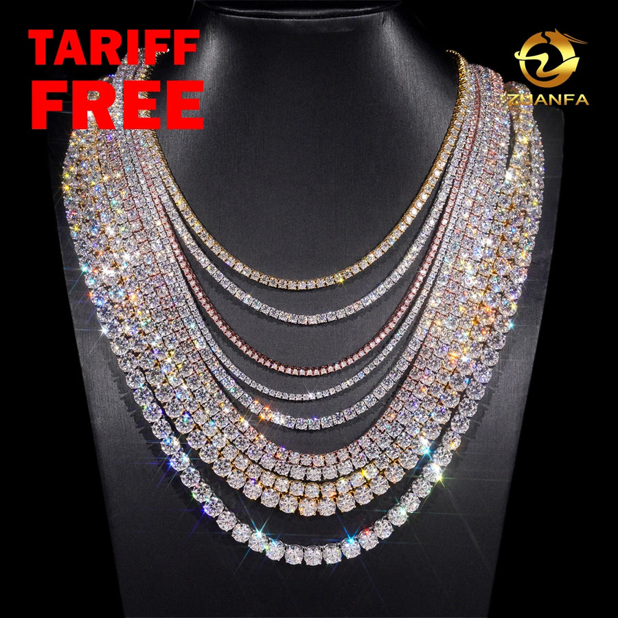 Luxury Men Women Hip Hop Iced Out Fine Jewelry 2MM 3MM 4MM 5MM Lab Diamond S925 Silver Vvs Moissanite Tennis Chain Necklace Sweet T 52