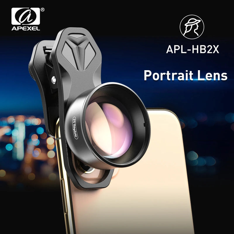 HD 2x Telephoto Portrait Lens Professional Mobile Phone Camera. Lens for iPhone/Samsung/Android Smartphone HB-2X