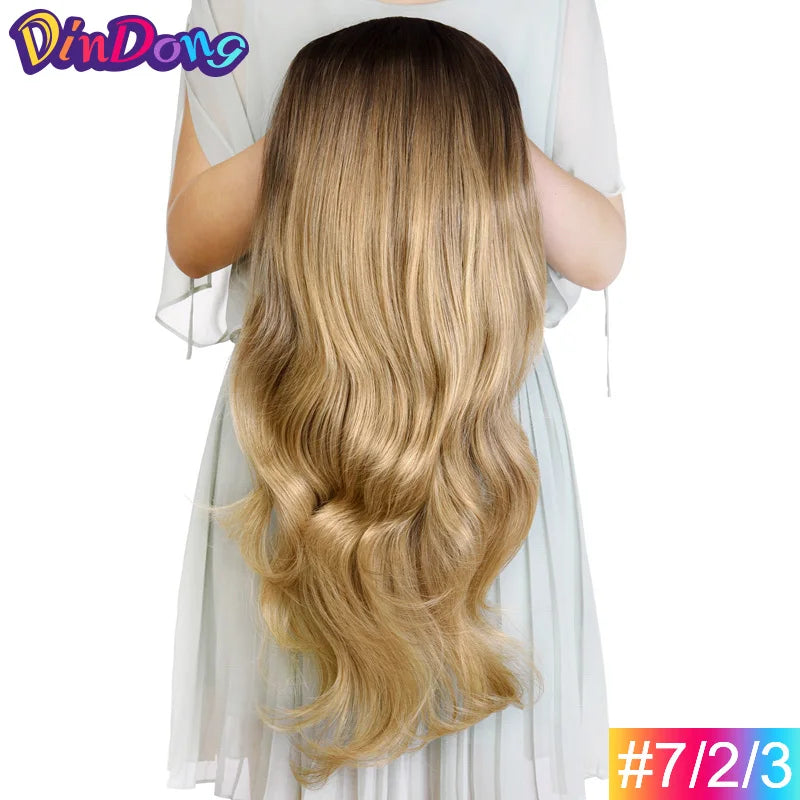 24" Synthetic Half Wigs With Clip in Hair Extensions, Long Wavy Hair, 3/4 Wigs, Heat Resistant