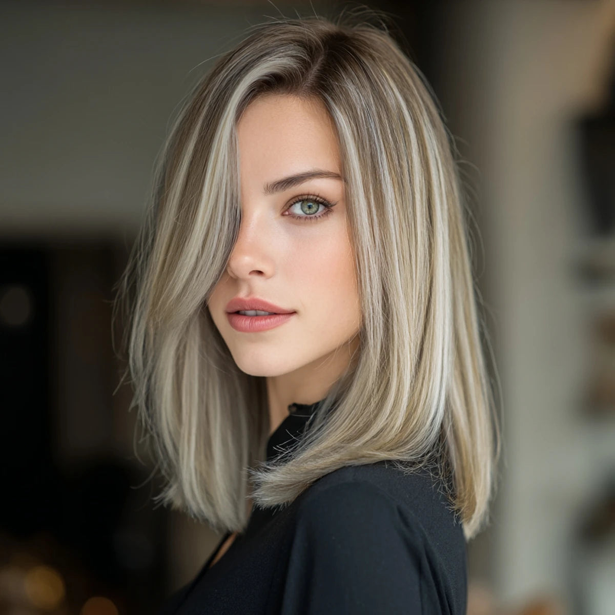 Futura Supple Lace  Brown Short Wig. Natural Straight Hair Points, Imported Silk and Chemical Fiber Women's Wig