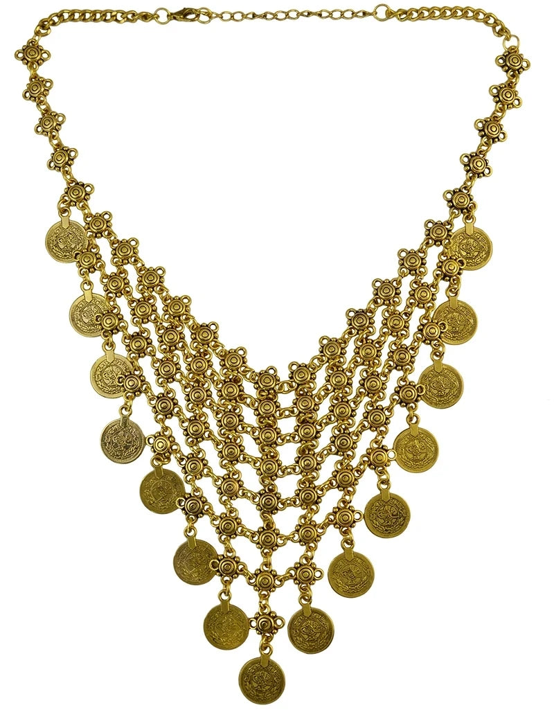 Bohemian Women's Gold/Silver Color Coin Tassel Necklace. Classic Vintage Turkish Dress Jewelry