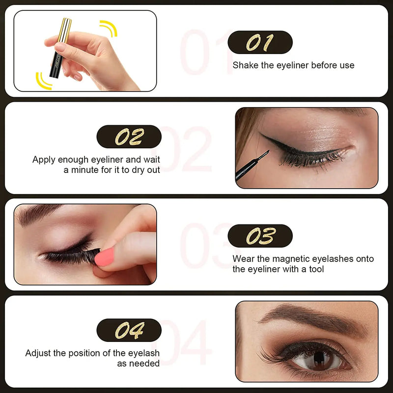 Eyelashes - 10 pair Magnetic false lashes, Glue-free, reusable, natural, thick extended eyelashes