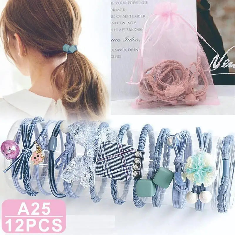8/9/12/16/25PCS Pure and Fresh Sweet starry sky Series Maiden Elastic Hair Bands