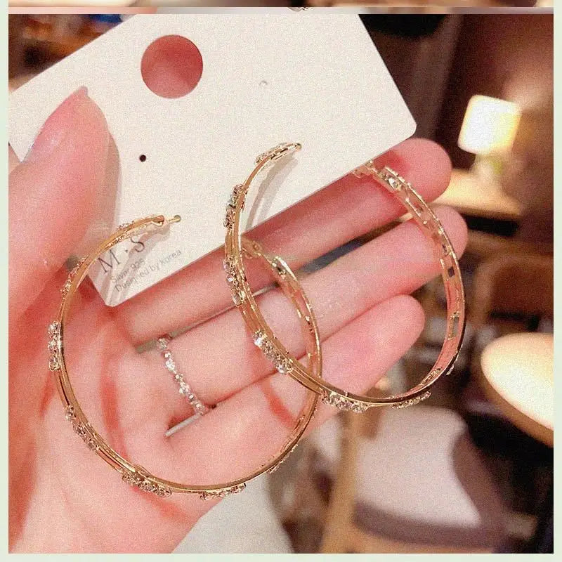 Luxury Personality Crystal Hoop Earrings for Women & Girls. Gold/Silver Color Fashion Jewelry