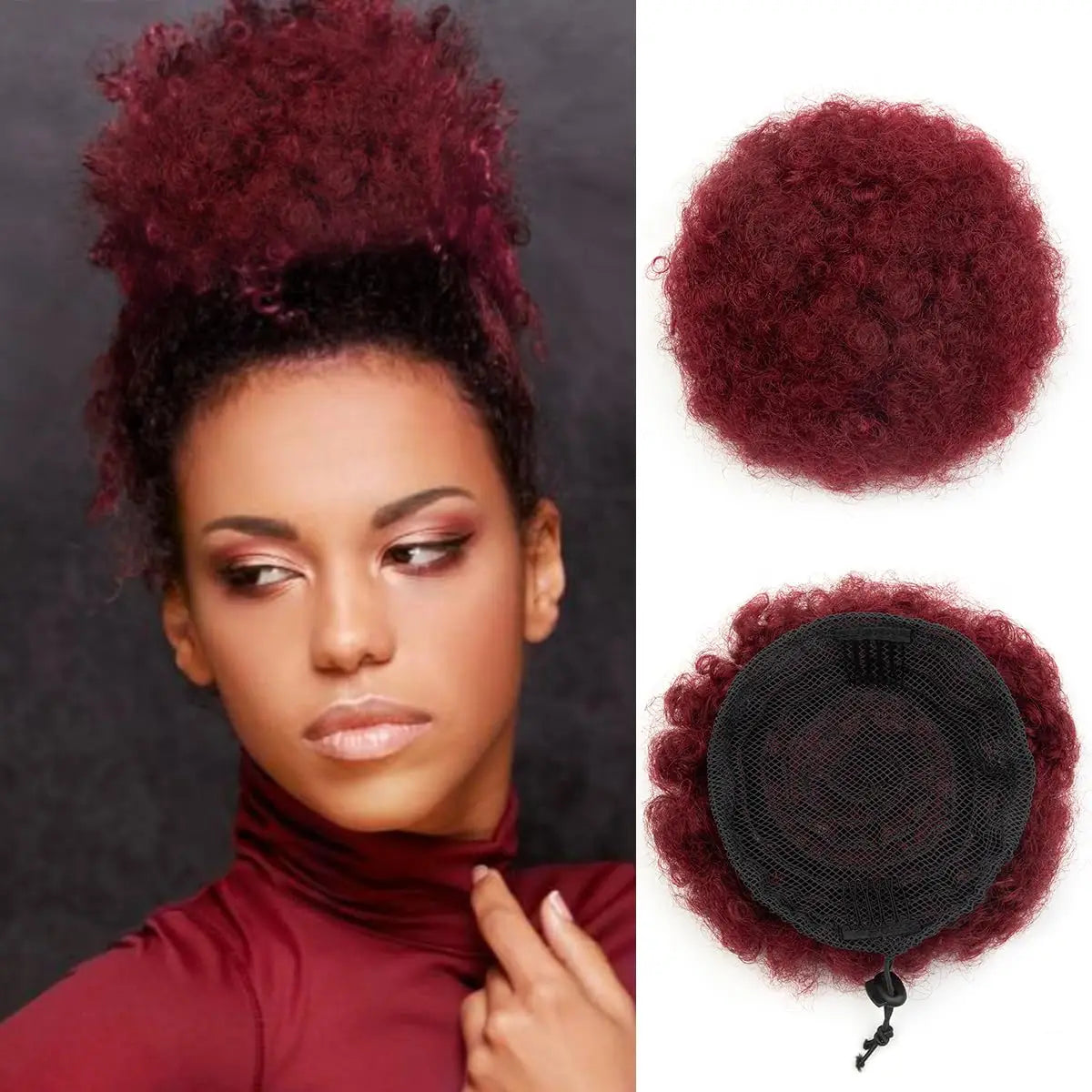 Afro Puff Kinky Curly Drawstring Ponytail - 4, 6 & 8 Inch, 8 Shades
