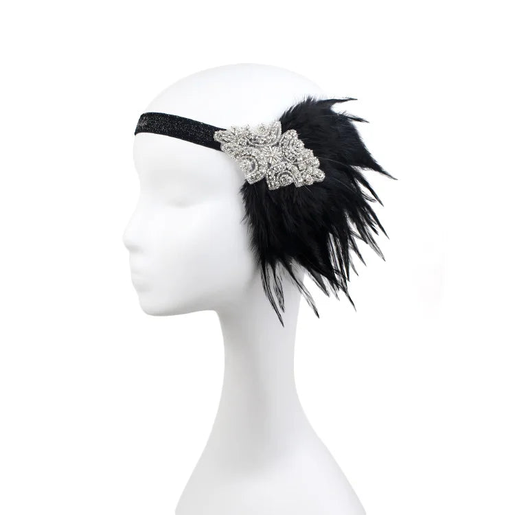 Hair Accessories - Peacock, Black Rhinestone, Beaded, Sequin 1920s Vintage Gatsby Party Headpieces for Women